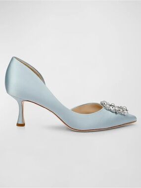 Badgley Mischka Fabia Embellished Buckle Satin Pumps